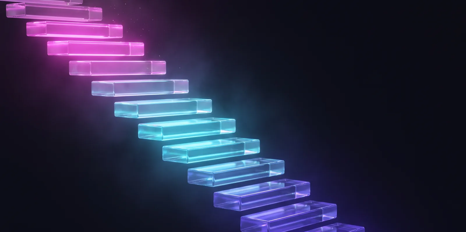 Escalier lumineux illustrant la méthode en trois étapes